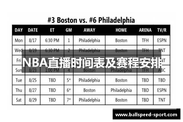 NBA直播时间表及赛程安排